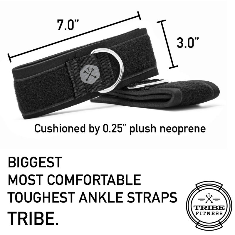 TRIBE Resistance Bands Accessories Equipment System for Home Gym, Exercise, Workout, Tube Bands & Cable Machines. Premium Ankle Straps, Door Anchor & Cushioned Handles. Heavy Duty Handle & Attachments - Image 4